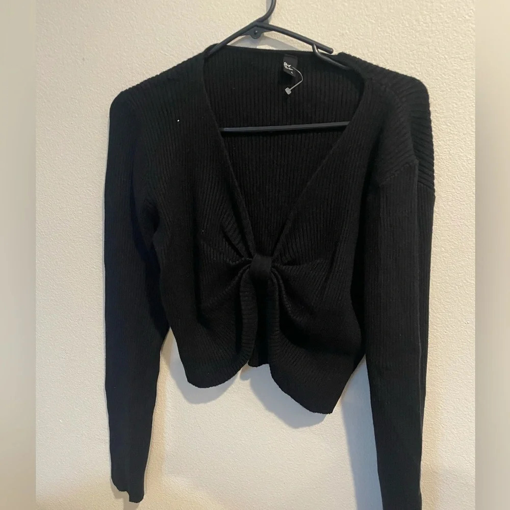 Hey‎ babe tie front rib knit top size Large